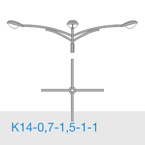 К14-0,7-1,5-1-1 консольный четырехрожковый кронштейн